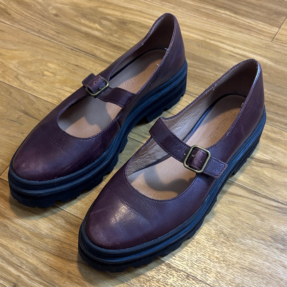 Madewell Women's Brown Leather Mary Jane lugsole size 8